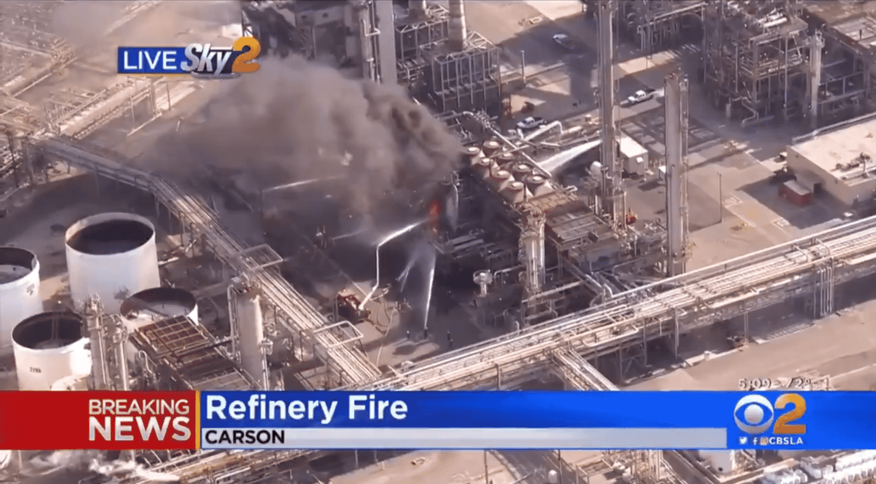 Fire crews extinguish fire at Phillips 66 refinery in Carson • Long
