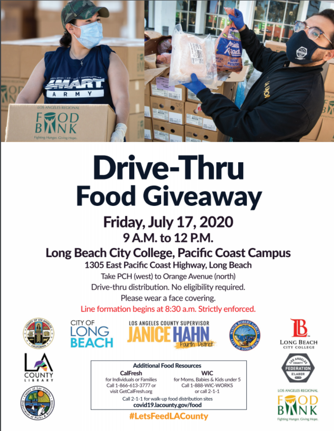 Drivethru free food distribution this Friday at LBCC's Pacific Coast