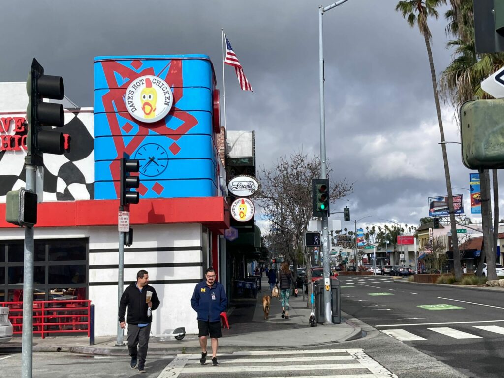Dave's Hot Chicken on Second Street in Long Beach where a man was stabbed to death on Sunday, March 3, 2024. Photo by Alicia Robinson.