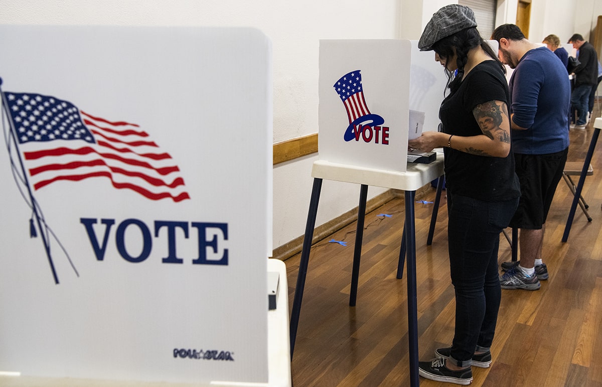 Sophie Evans votes while at her polling place in Long Beach November 6, 2018. Photo by Thomas R Cordova.