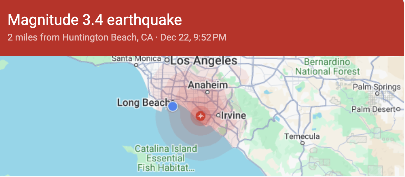 Where was the earthquake today near huntington beach ca