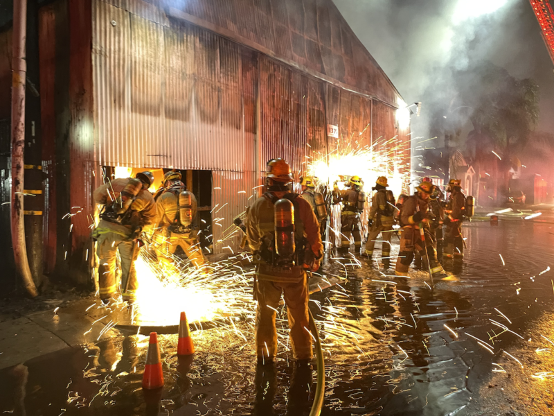 Firefighter hurt battling commercial blaze in West Long Beach