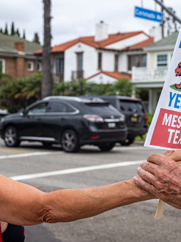 ‘Hold the Line’ protesters join hands in Long Beach, other coastal cities to support Prop. 50, oppose Trump