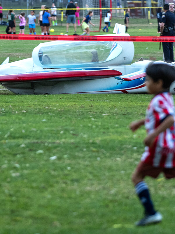 Woman hit by small plane that crash-lands at busy Long Beach park