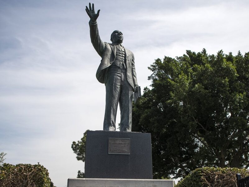 Long Beach residents condemn vandalism of Martin Luther King Jr. Park and statue