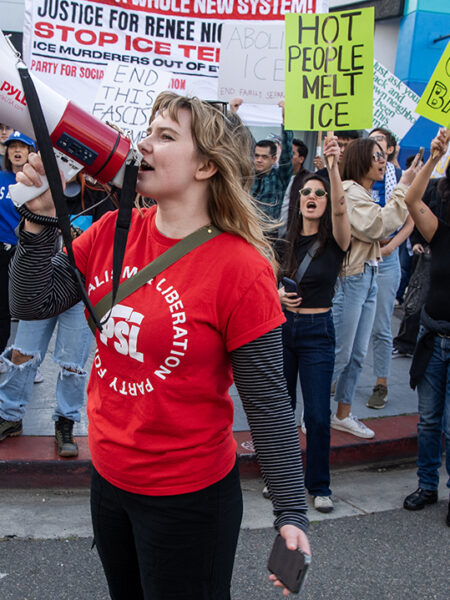 Anti-ICE protesters rally in Long Beach, condemn agents’ killing of man in Minneapolis