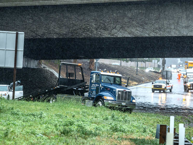Soggy roadways, flooding on the 710 as major storm drops over 2 inches of rain on Long Beach