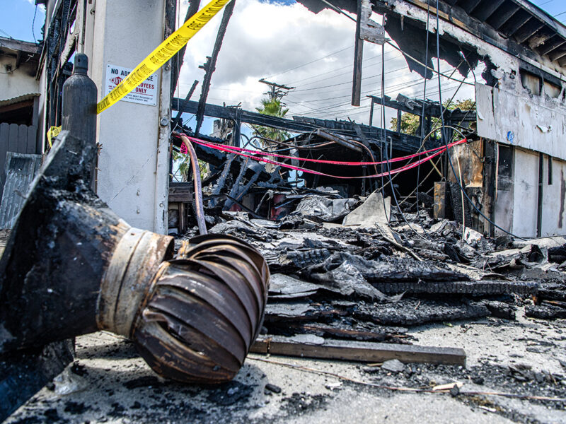 Fire destroys building used to store oil-drilling tools in Signal Hill