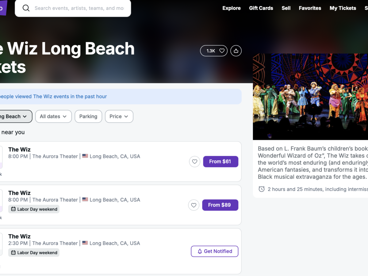 Fake tickets to nonexistent Long Beach showing of ‘The Wiz’ are being sold on StubHub, theater owner says