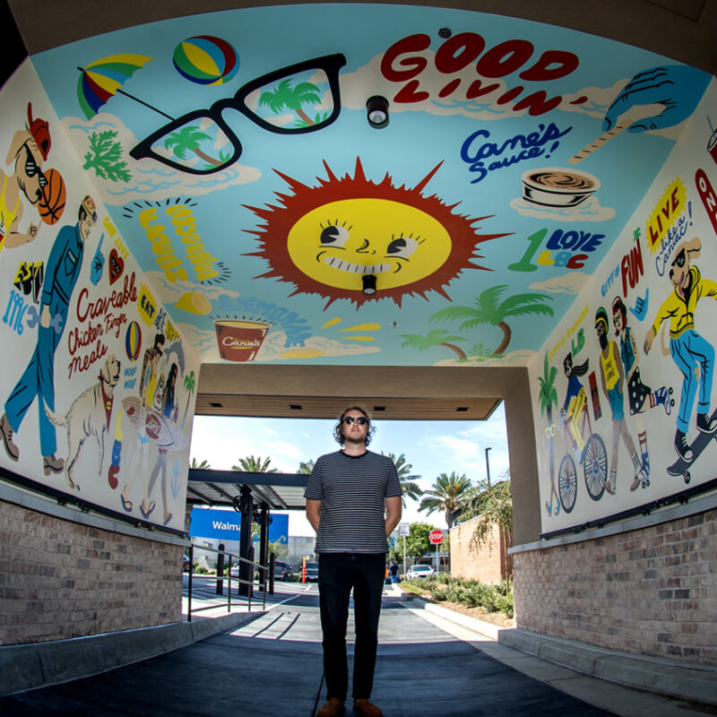 The art of chicken fingers: A famed Long Beach muralist painted faster than ever to dress up a Raising Cane’s