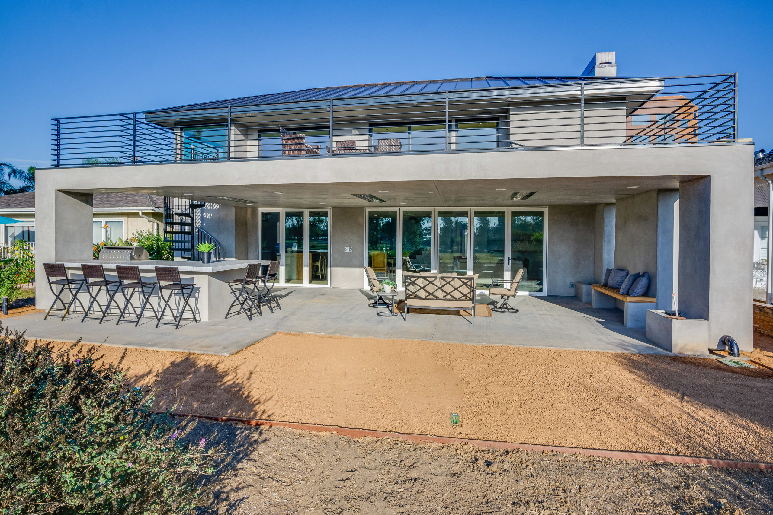 The front of a luxury home